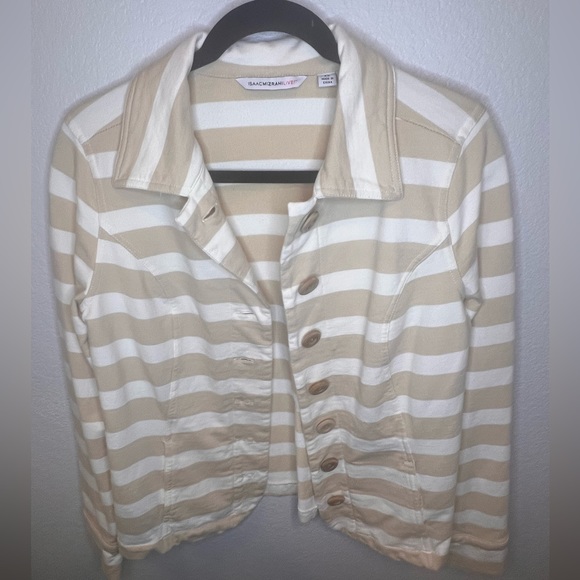 ISAAC MIZRAHI LIVE!- XS Stripped Beige and White Blazer SzXs - Picture 6 of 7